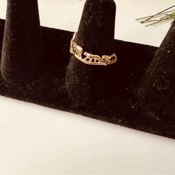 🦒 14K Gold Plated Animal Giraffe Elephant Ring Size 9 - Picture 7 of 11